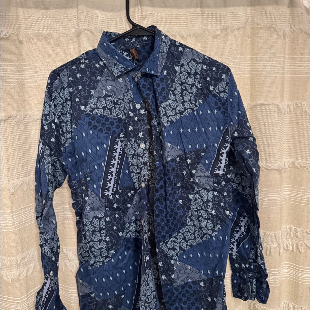 Men's Blue Patterned Shirt